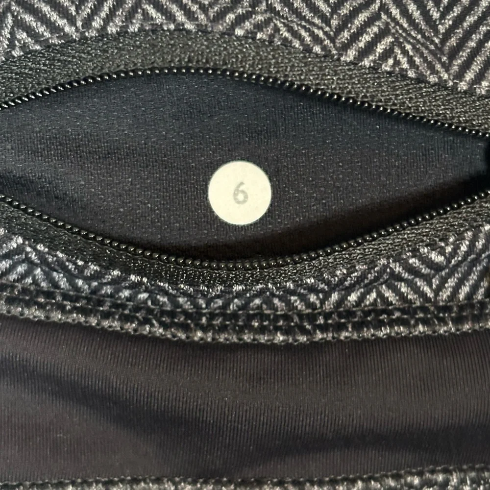 Lululemon Wunder Under Crop Leggings Womens Size 6 Black White Herringbone Print